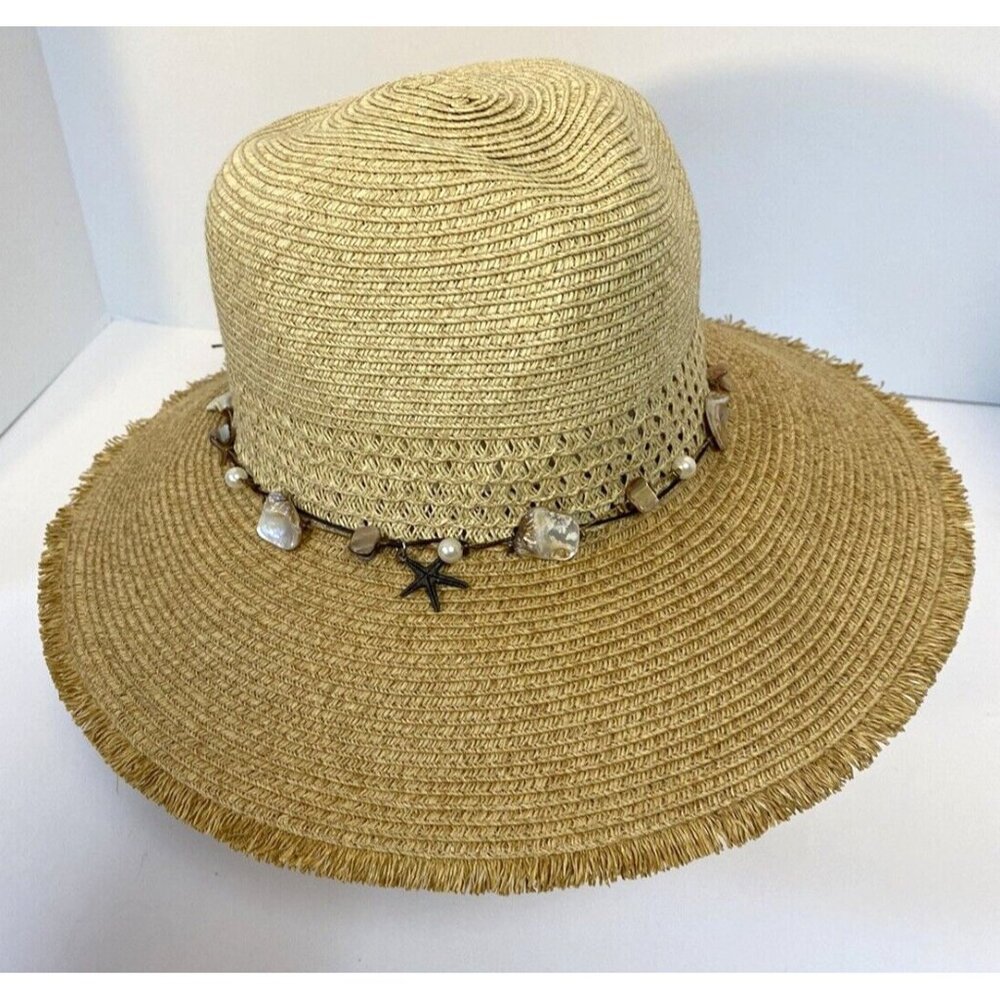 Women's Scala‎ Pronto SANSONE Hat OS Shells Braided Safari 4" brim